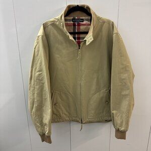 J  Peterman The Harrington Jacket Cotton Blend Twill Khaki Tan Pockets XXL